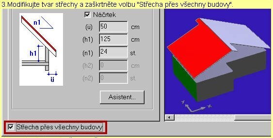 Střecha přes více budov