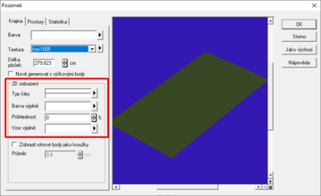 Dialog Pozemek – 2D zobrazení